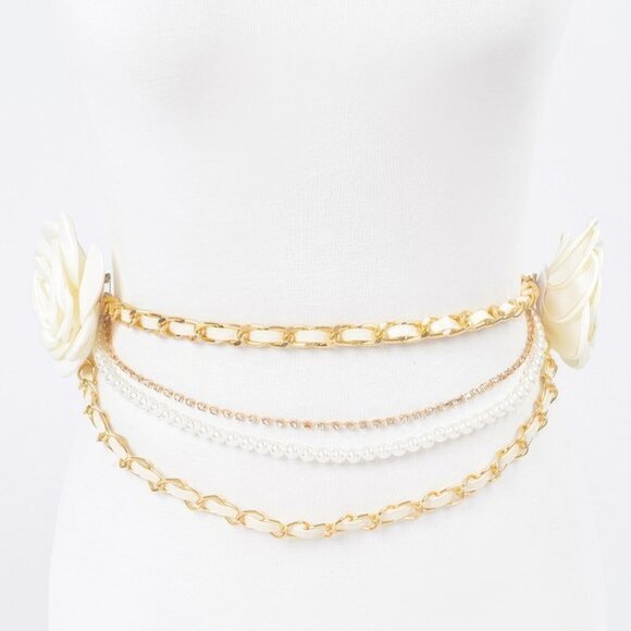 Two Flowers Multi Layered Chain Belt - Picture 3 of 4
